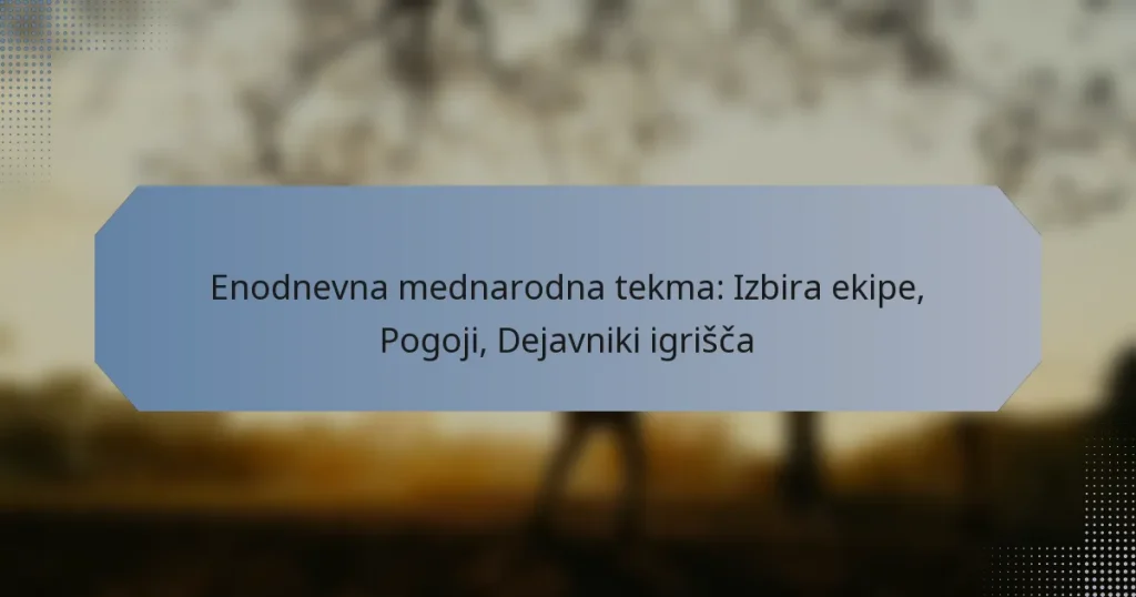 Enodnevna mednarodna tekma: Izbira ekipe, Pogoji, Dejavniki igrišča