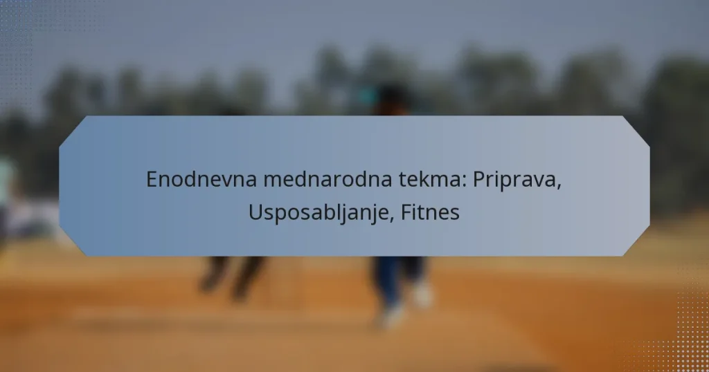 Enodnevna mednarodna tekma: Priprava, Usposabljanje, Fitnes