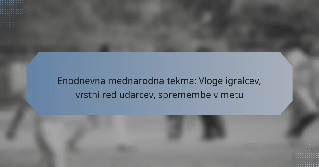 Enodnevna mednarodna tekma: Vloge igralcev, vrstni red udarcev, spremembe v metu