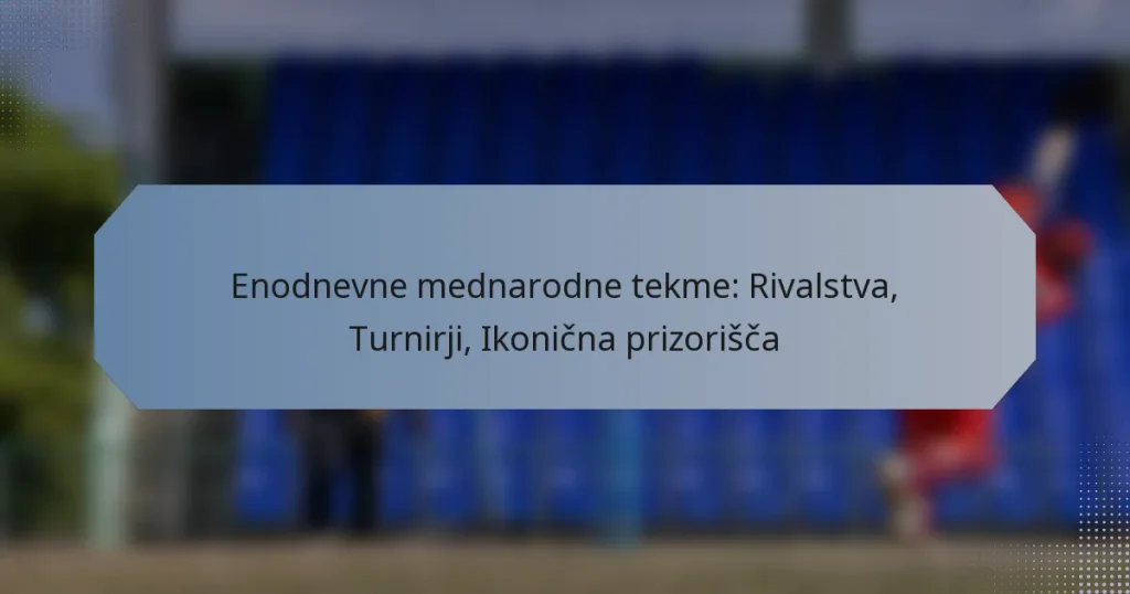 Enodnevne mednarodne tekme: Rivalstva, Turnirji, Ikonična prizorišča