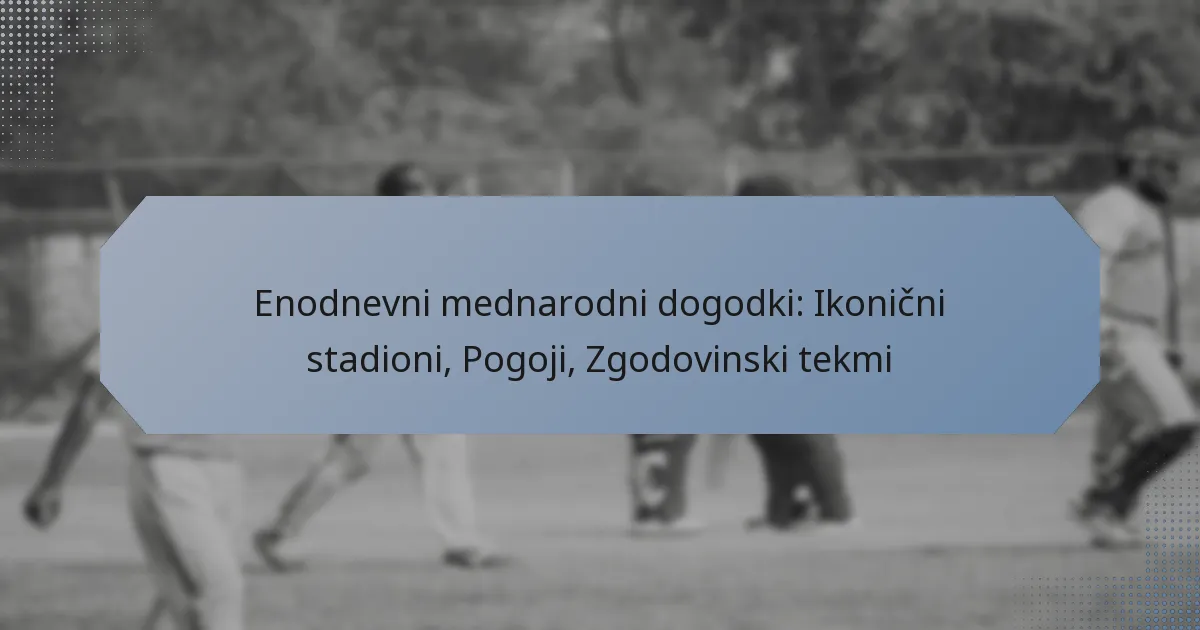 Enodnevni mednarodni dogodki: Ikonični stadioni, Pogoji, Zgodovinski tekmi