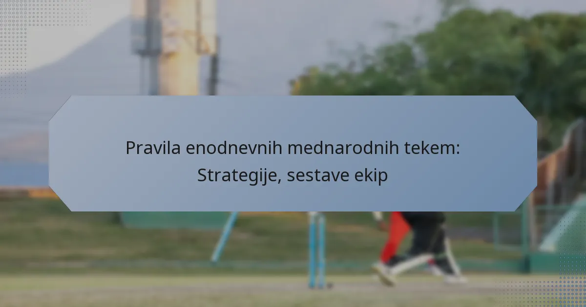 Pravila enodnevnih mednarodnih tekem: Strategije, sestave ekip