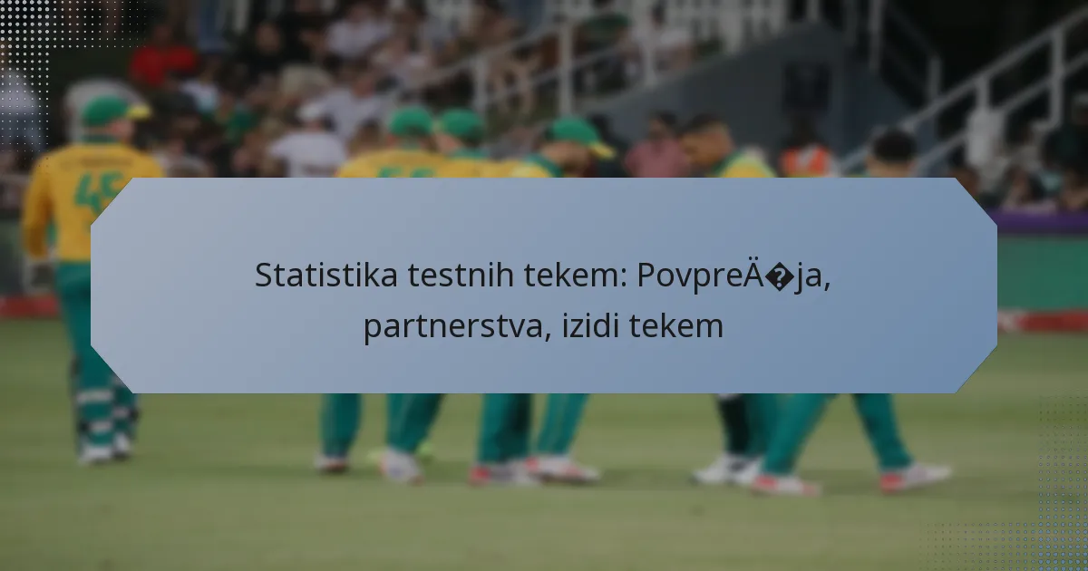 Statistika testnih tekem: Povprečja, partnerstva, izidi tekem