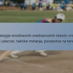 Strategije enodnevnih mednarodnih tekem: vrstni red udarcev, taktike metanja, postavitve na terenu