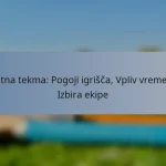 Testna tekma: Pogoji igrišča, Vpliv vremena, Izbira ekipe