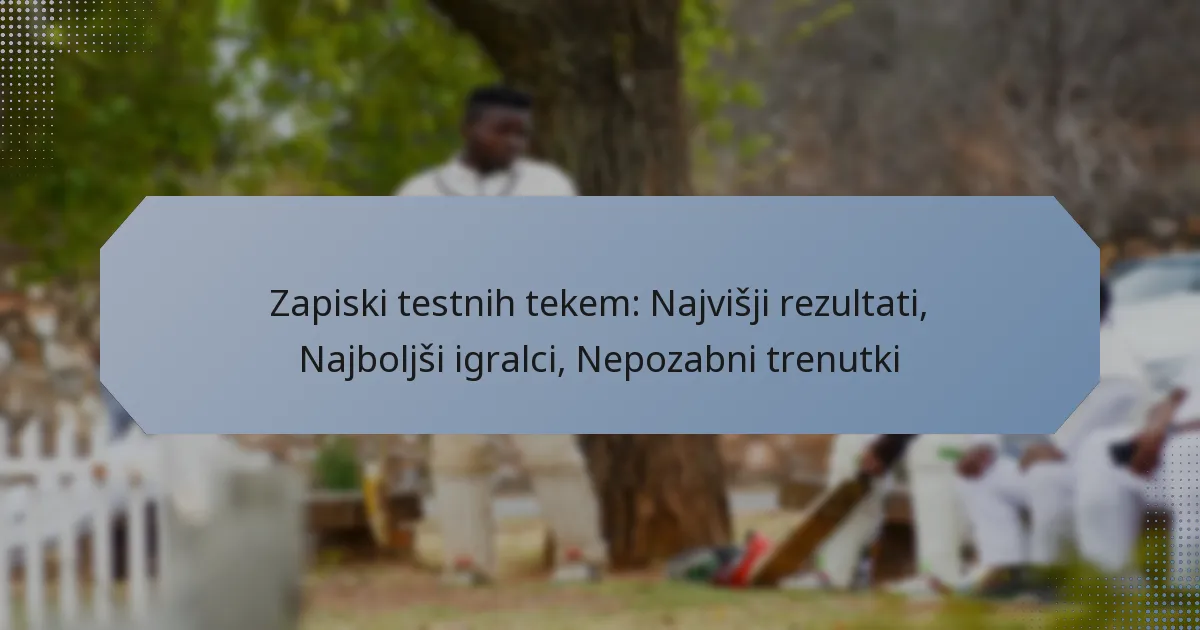 Zapiski testnih tekem: Najvišji rezultati, Najboljši igralci, Nepozabni trenutki