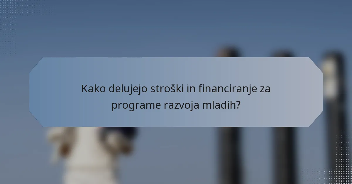 Kako delujejo stroški in financiranje za programe razvoja mladih?
