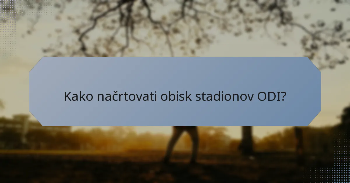Kako načrtovati obisk stadionov ODI?