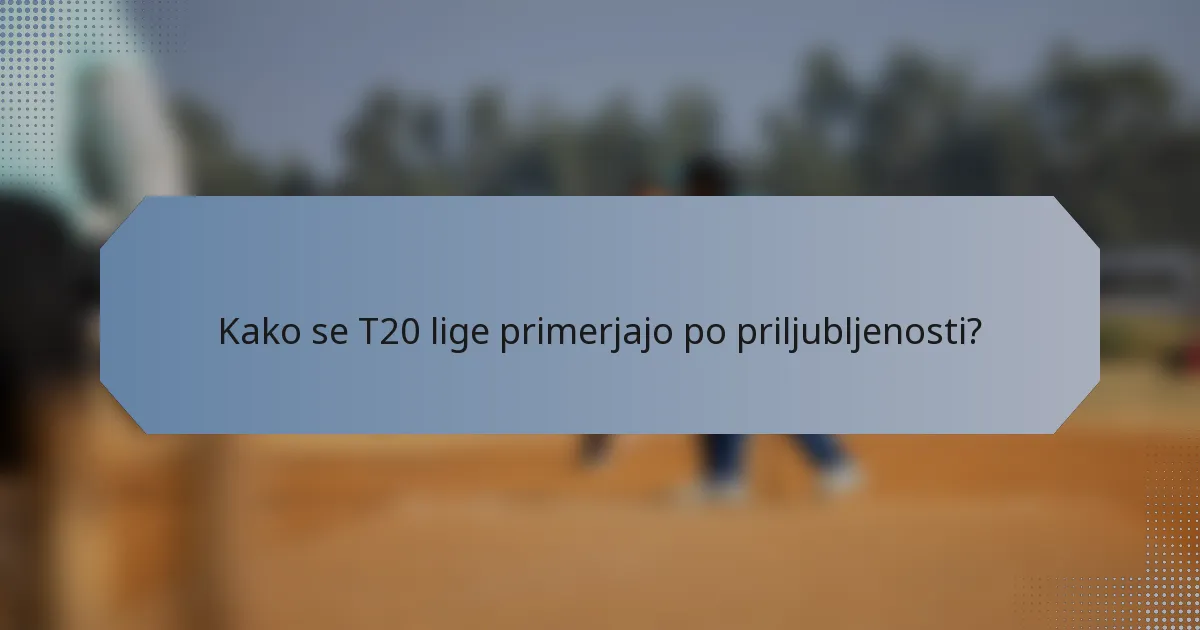 Kako se T20 lige primerjajo po priljubljenosti?