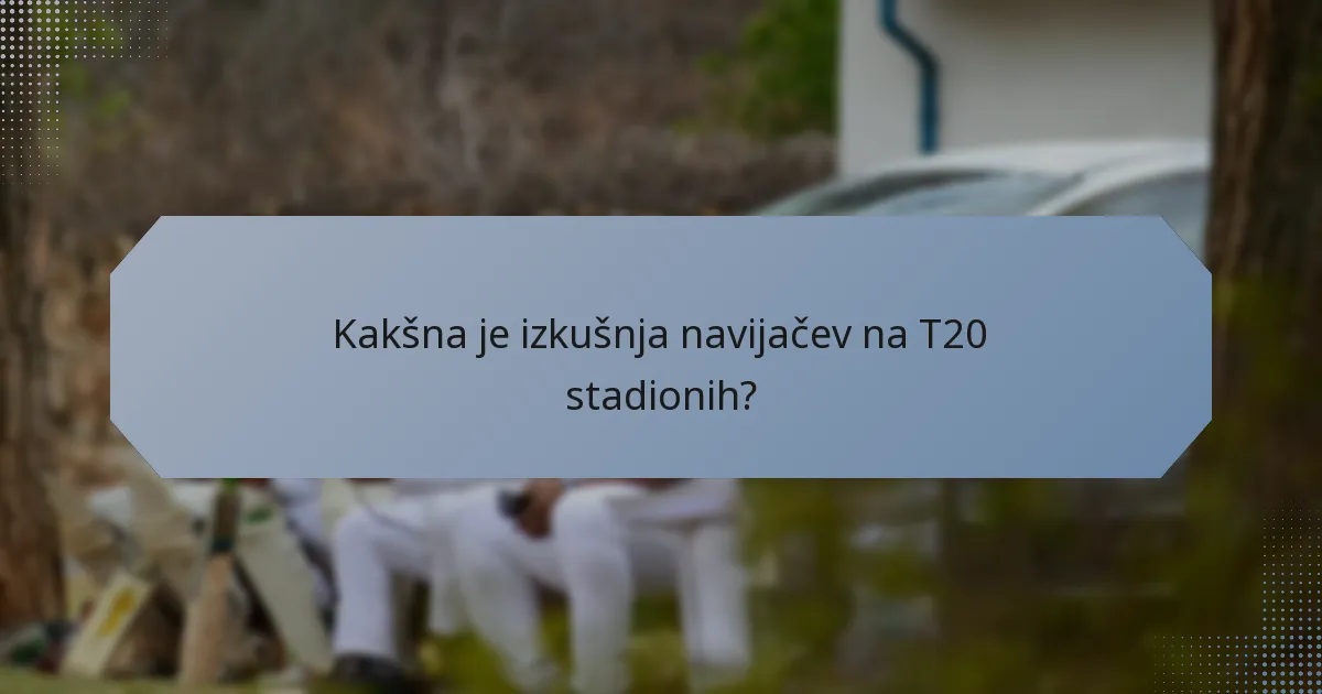 Kakšna je izkušnja navijačev na T20 stadionih?