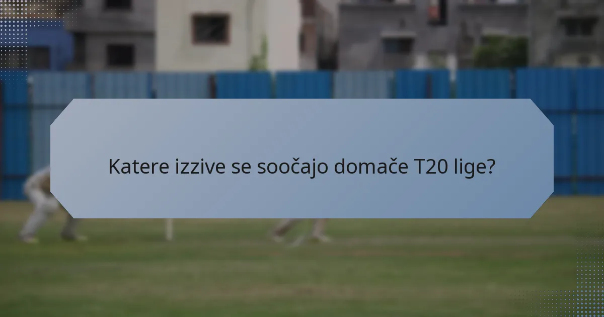 Katere izzive se soočajo domače T20 lige?