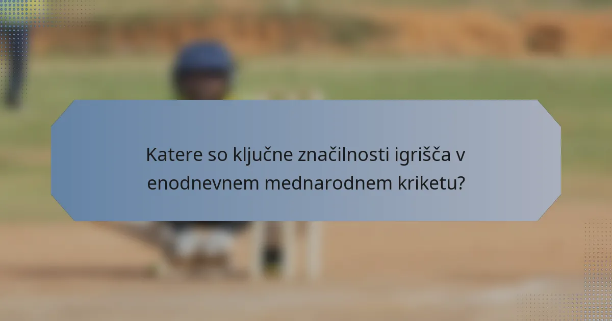 Katere so ključne značilnosti igrišča v enodnevnem mednarodnem kriketu?